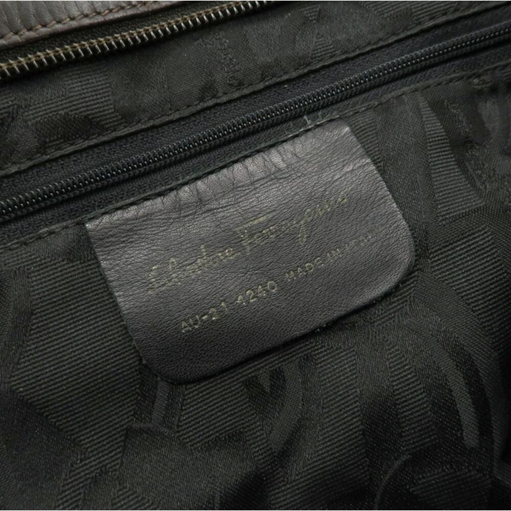 💎✨Beautiful✨💎Authentic Ferragamo Vara Logo Canvas Tote Bag Shoulder Bag Brown - Picture 15 of 15